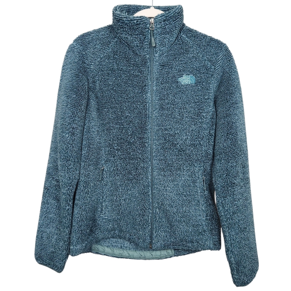 The North Face Osito 2 Dark Aqua Green Zip Up Fleece Furry Jacket Womens Size S